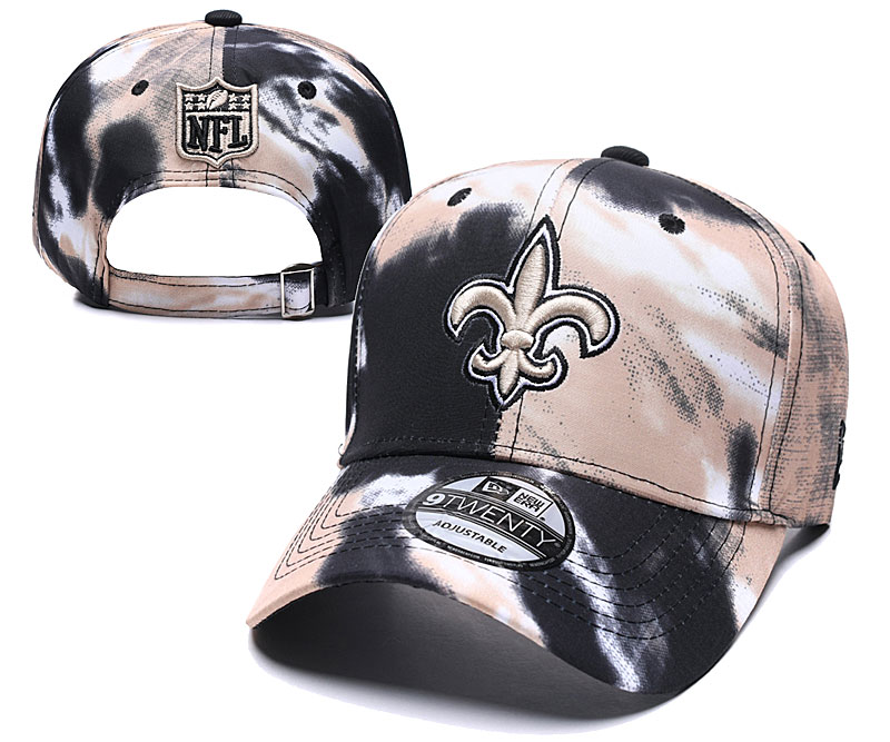 Saints Team Logo Cream Black Peaked Adjustable Fashion Hat YD
