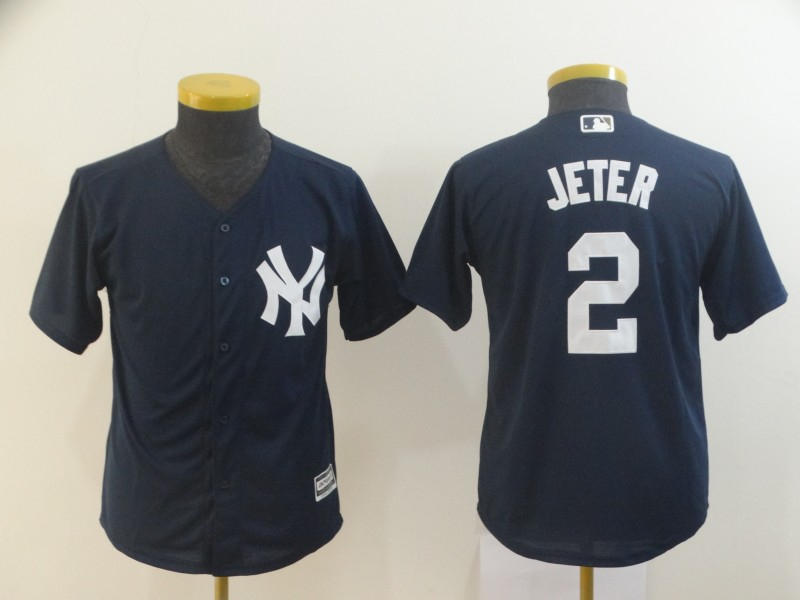 Yankees 2 Derek Jeter Navy Youth Cool Base Jersey