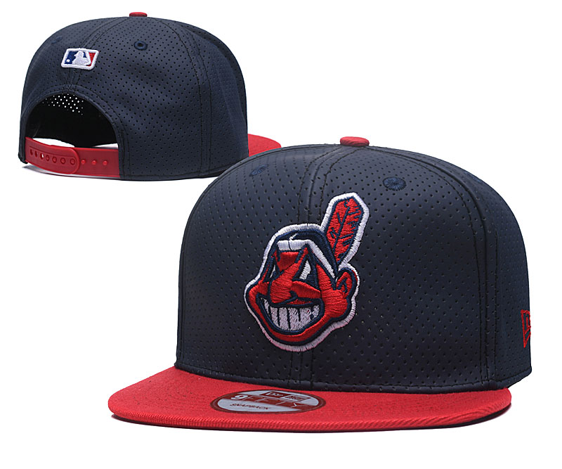 Indians Team Logo Navy Red Adjustable Hat TX