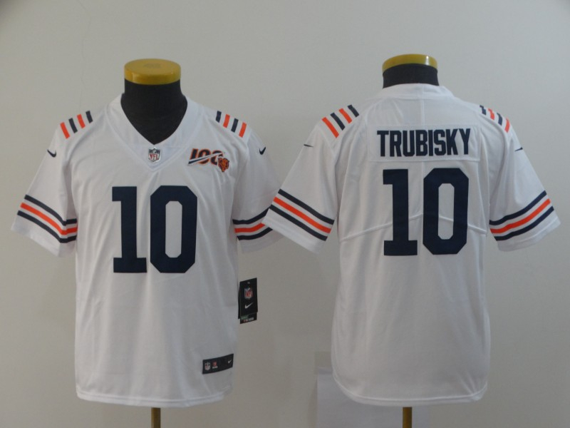Nike Bears 10 Mitchell Trubisky White Youth 2019 100th Season Alternate Classic Vapor Untouchable Limited Jersey - Click Image to Close