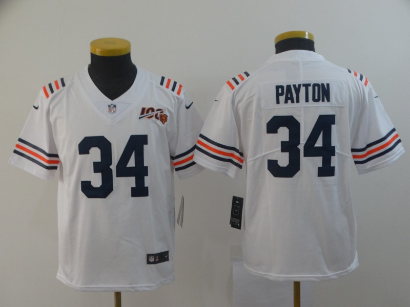 Nike Bears 34 Walter Payton White Youth 2019 100th Season Alternate Classic Retired Vapor Untouchable Limited Jersey - Click Image to Close