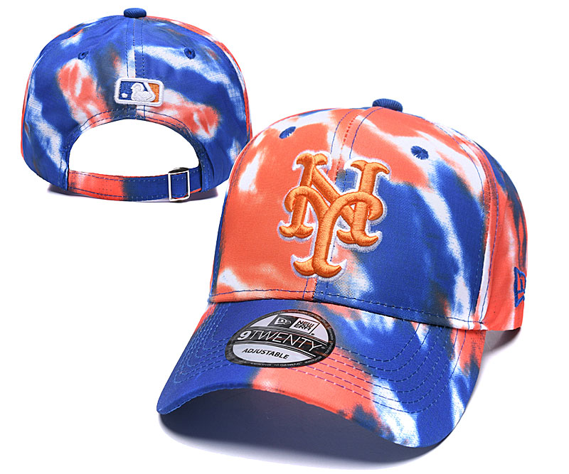 Mets Team Logo Orange Blue Adjustable Peaked Hat YD