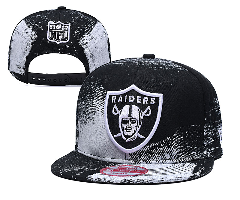 Raiders Team Logo Black White Adjustable Hat YD - Click Image to Close