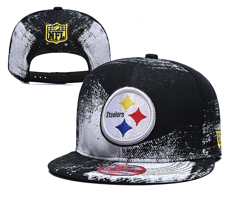Steelers Team Logo Black White Adjustable Hat YD