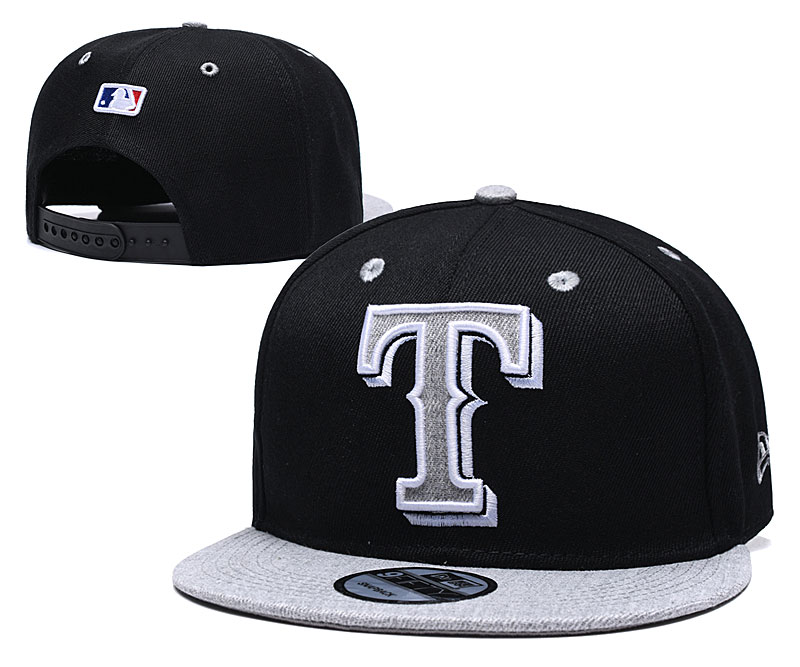 Rangers Team Logo Black Gray Adjustable Hat TX