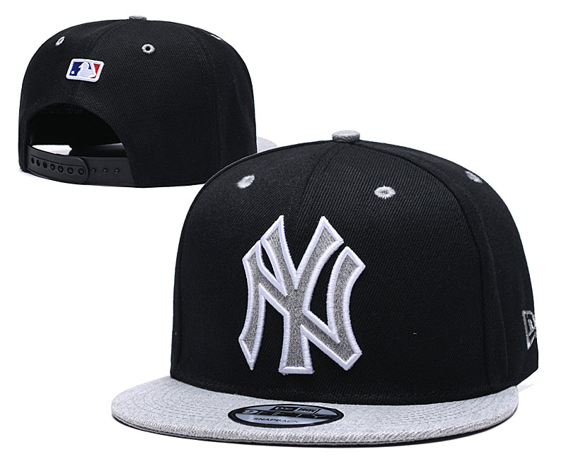 Yankees Team Logo Black Gray Adjustable Hat TX