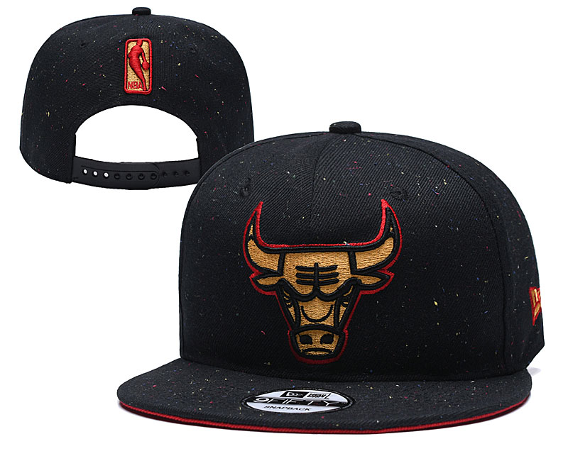 Bulls Team Gold Logo Black Adjustable Hat YD