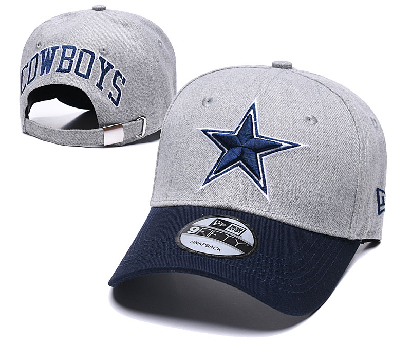 Cowboys Team Logo Gray Navy Peaked Adjustable Hat TX