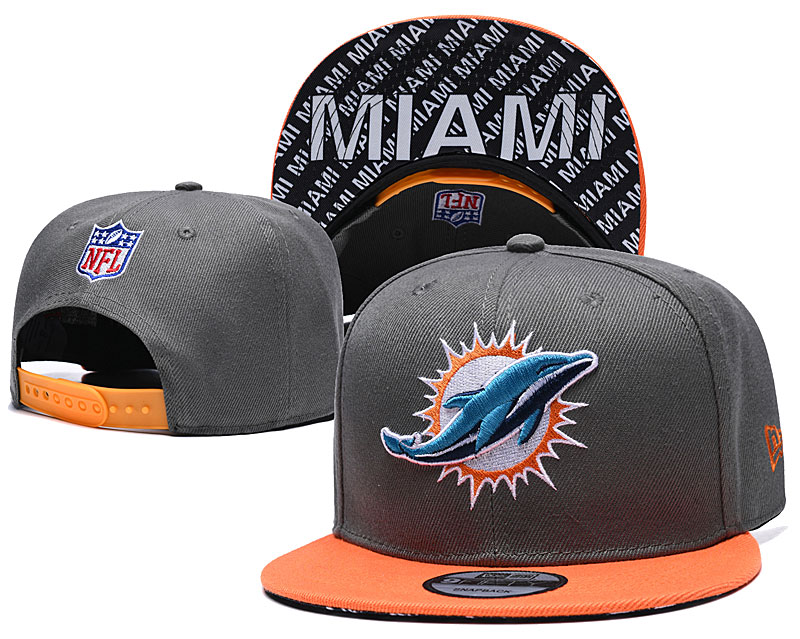 Dolphins Team Logo Gray Orange Adjustable Hat TX