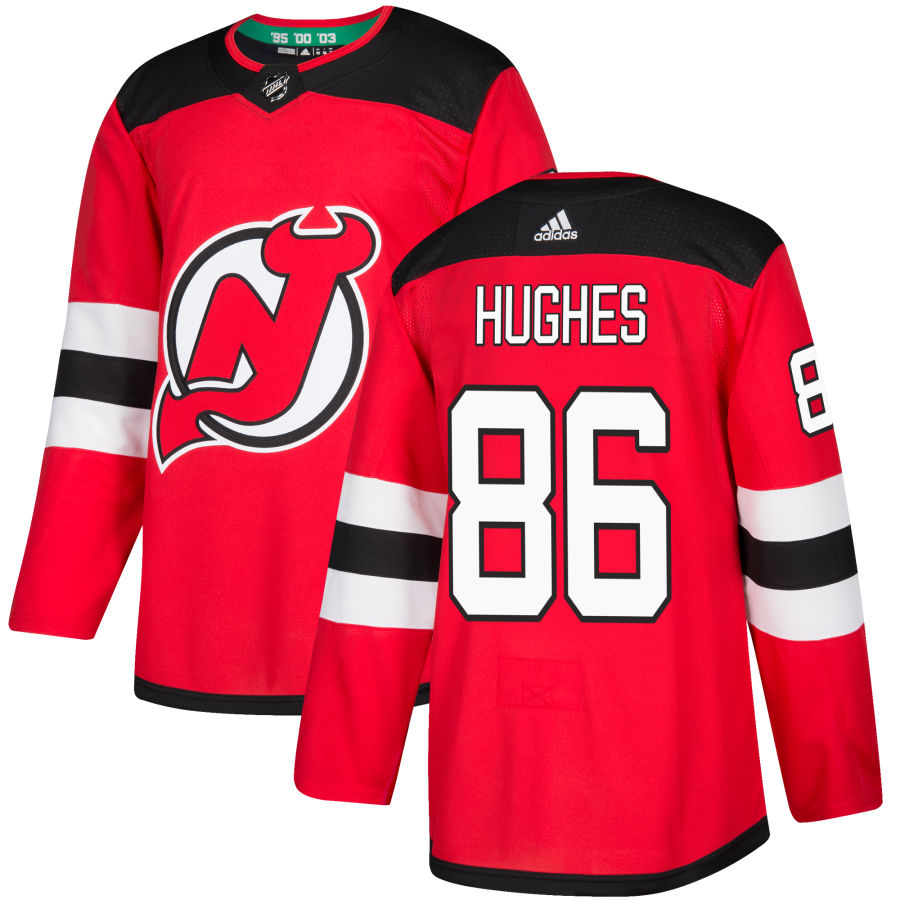 Devils 86 Jack Hughes Red Adidas Jersey