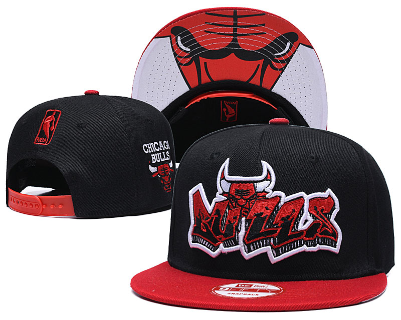 Bulls Fresh Logo Black Red Adjustable Hat GS