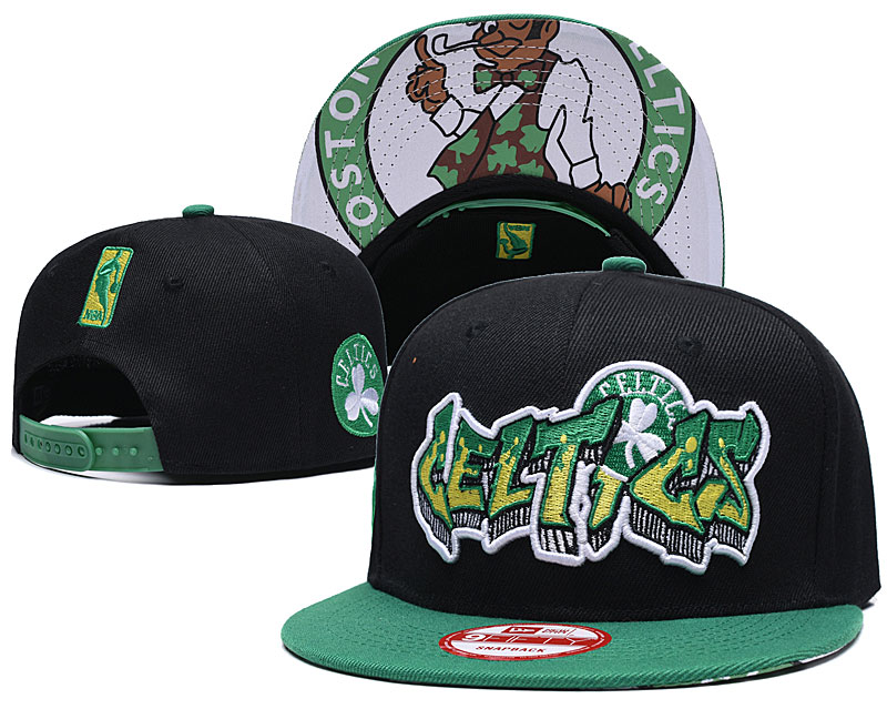 Celtics Team Logo Black Green Adjustable Hat GS
