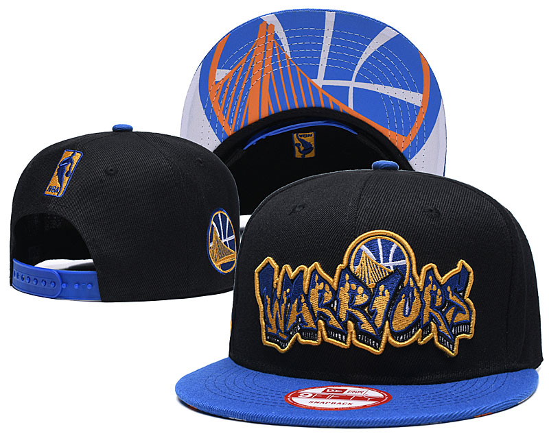 Warriors Team Logo Black Blue Adjustable Hat GS