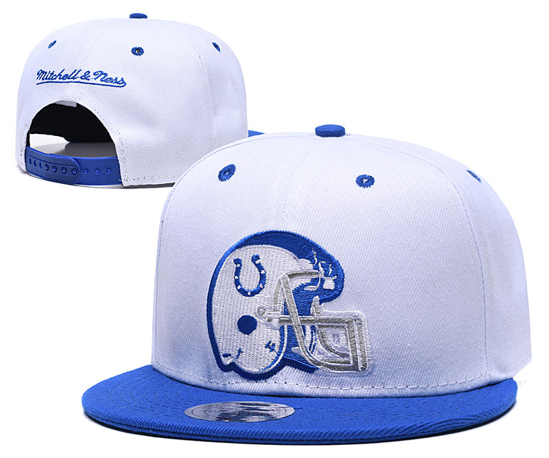 Colts Team Logo White Blue Mitchell & Ness Adjustable Hat GS