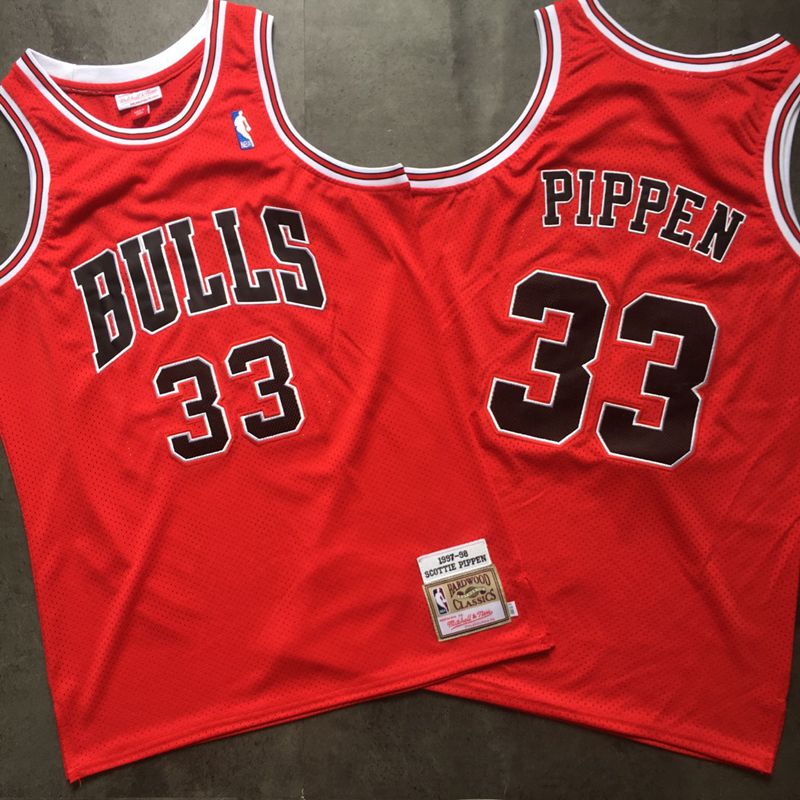 Bulls 33 Scottie Pippen Red 1997-98 Hardwood Classics Mesh Jersey