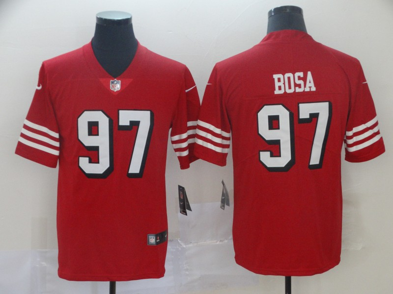Nike 49ers 97 Nick Bosa Red 2019 NFL Draft First Round Pick Color Rush Vapor Untouchable Limited Jersey