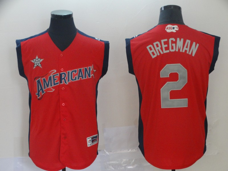 American League 2 Alex Bregman Red 2019 MLB All Star Game Workout Player Jersey