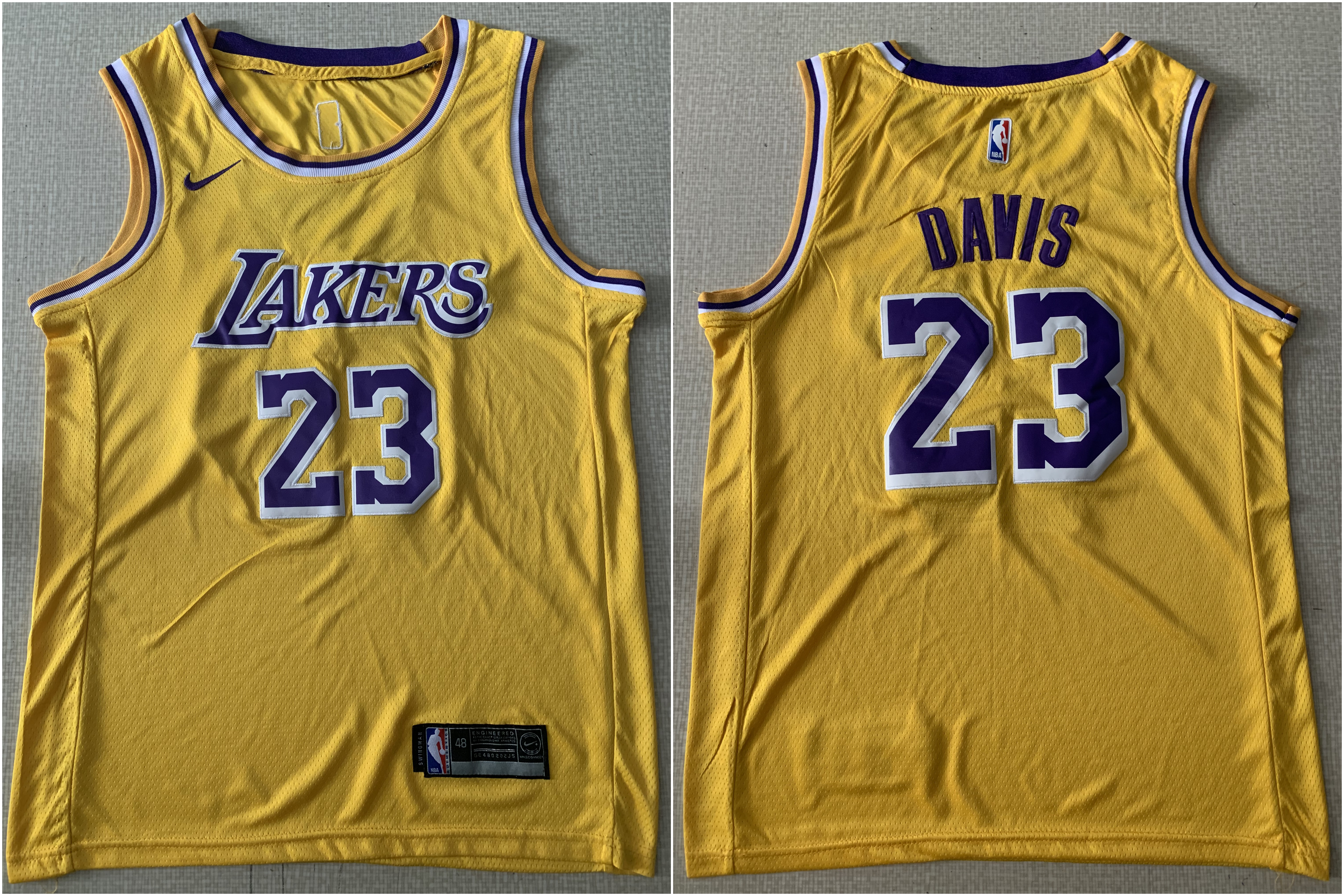 Lakers 23 Anthony Davis Yellow Nike Swingman Jersey