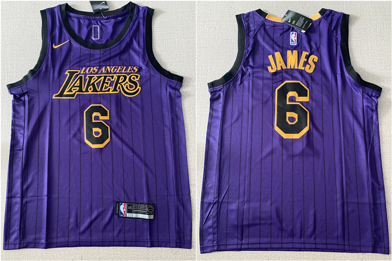 Lakers 6 Lebron James Purple City Edition Nike Swingman Jersey