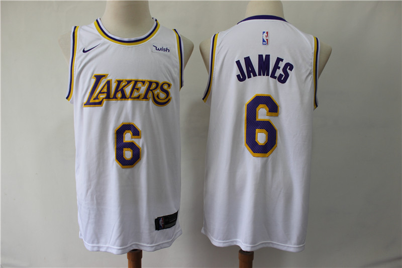 Lakers 6 Lebron James White Nike Swingman Jersey