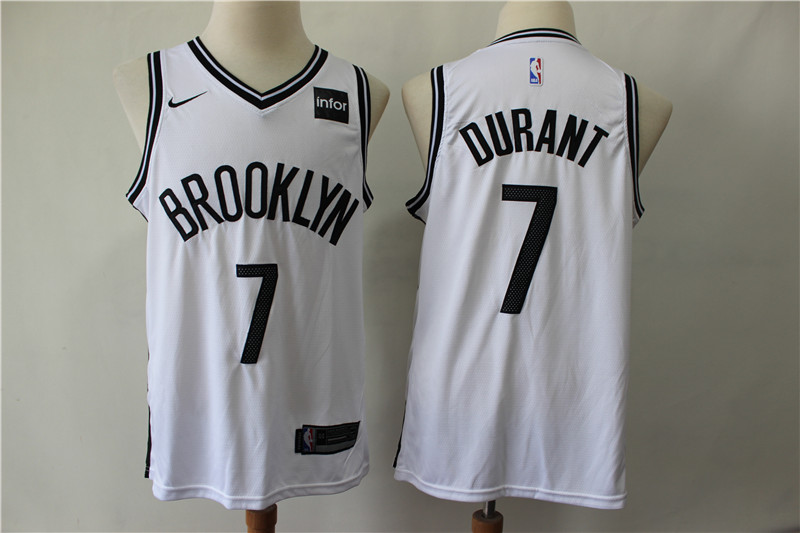 Nets 7 Kevin Durant White Nike Swingman Jersey