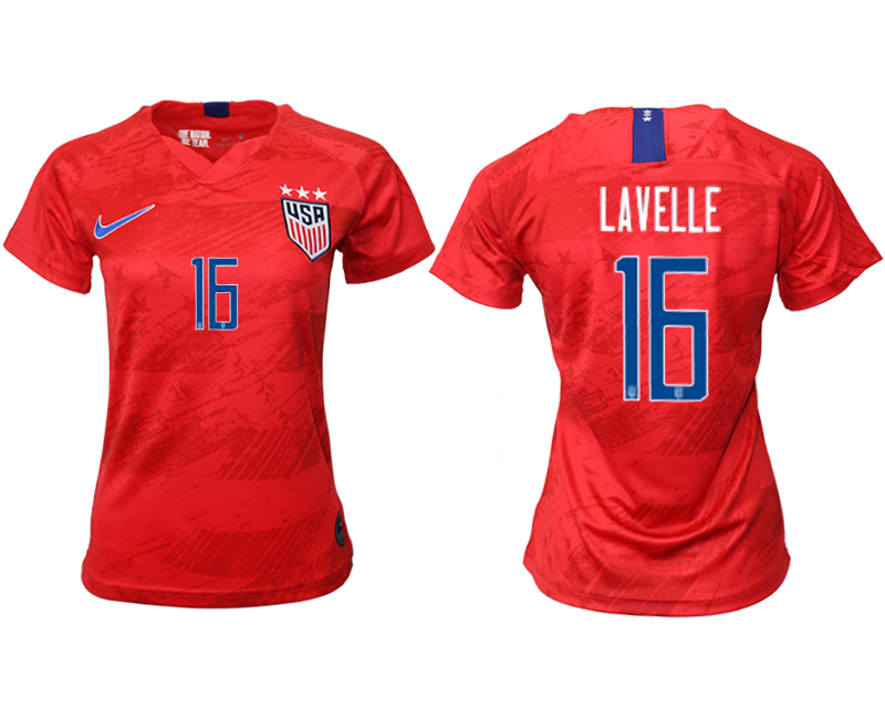 2019-20 USA 16 LAVELLE Away Women Soccer Jersey - Click Image to Close