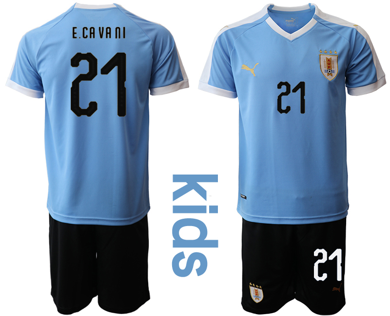 2019-20 Uruguay 21 E.CAVANI Youth Home Soccer Jersey