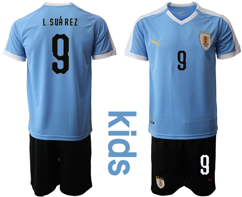 2019-20 Uruguay 9 L.SUAREZ Youth Home Soccer Jersey