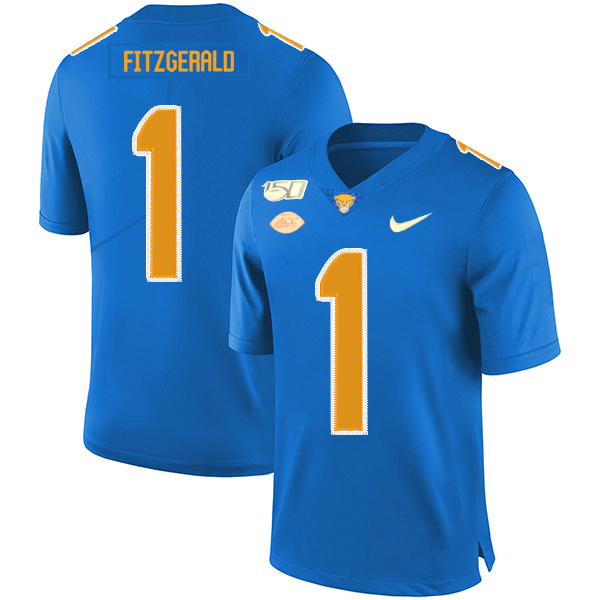 Pittsburgh Panthers 1 Larry Fitzgerald Blue 150th Anniversary Patch Nike College Football Jersey - Click Image to Close