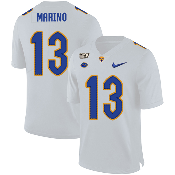 Pittsburgh Panthers 13 Dan Marino White 150th Anniversary Patch Nike College Football Jersey - Click Image to Close