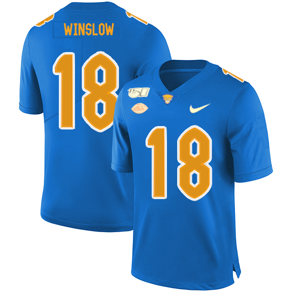 Pittsburgh Panthers 18 Ryan Winslow Blue 150th Anniversary Patch Nike College Football Jersey