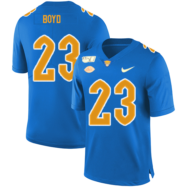 Pittsburgh Panthers 23 Tyler Boyd Blue 150th Anniversary Patch Nike College Football Jersey