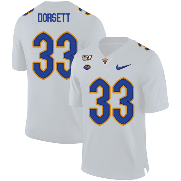 Pittsburgh Panthers 33 Tony Dorsett White 150th Anniversary Patch Nike College Football Jersey