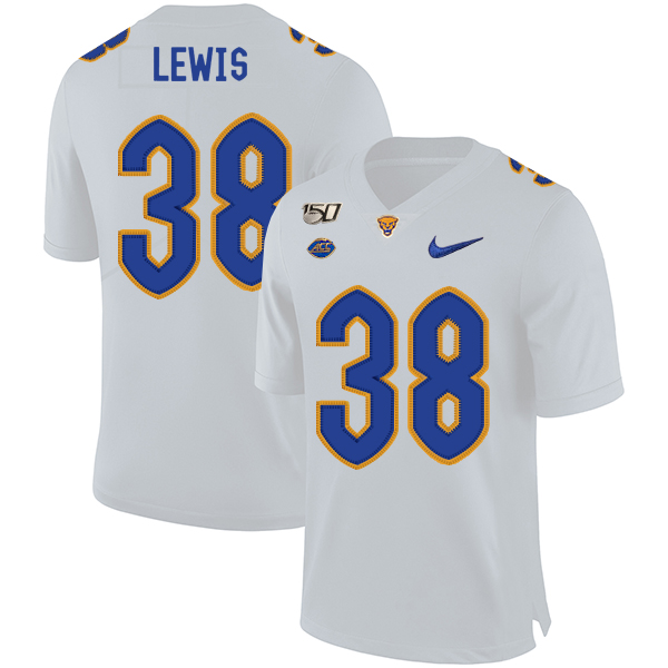 Pittsburgh Panthers 38 Ryan Lewis White 150th Anniversary Patch Nike College Football Jersey