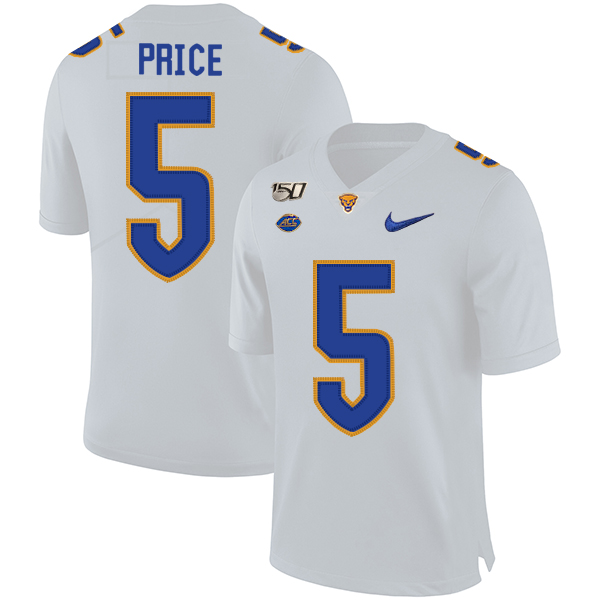 Pittsburgh Panthers 5 Ejuan Price White 150th Anniversary Patch Nike College Football Jersey