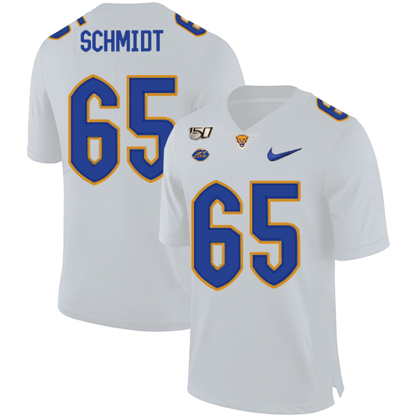 Pittsburgh Panthers 65 Joe Schmidt White 150th Anniversary Patch Nike College Football Jersey - Click Image to Close