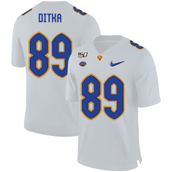 Pittsburgh Panthers 89 Mike Ditka White 150th Anniversary Patch Nike College Football Jersey