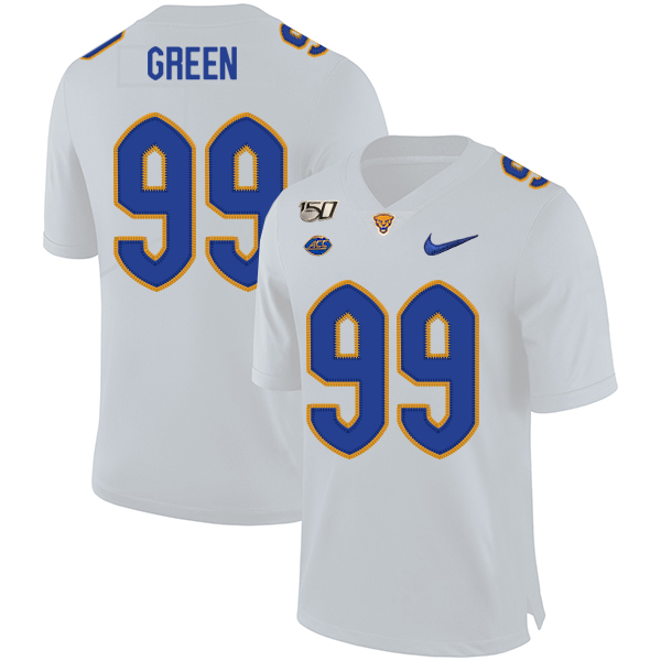 Pittsburgh Panthers 99 Hugh Green White 150th Anniversary Patch Nike College Football Jersey - Click Image to Close