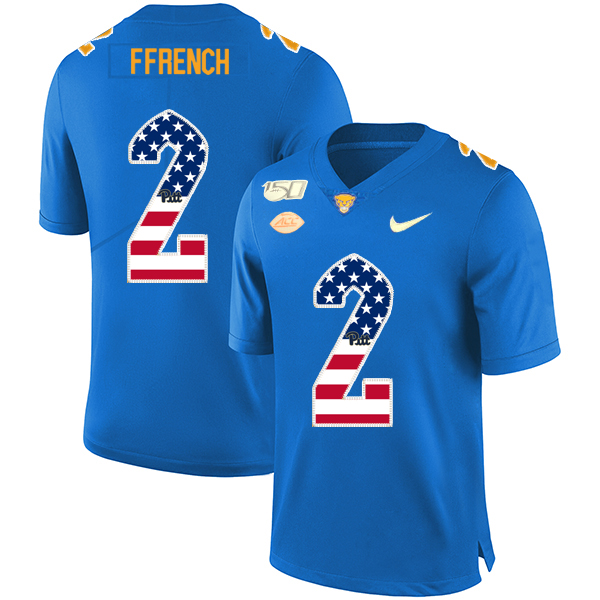Pittsburgh Panthers 2 Maurice Ffrench Blue USA Flag 150th Anniversary Patch Nike College Football Jersey