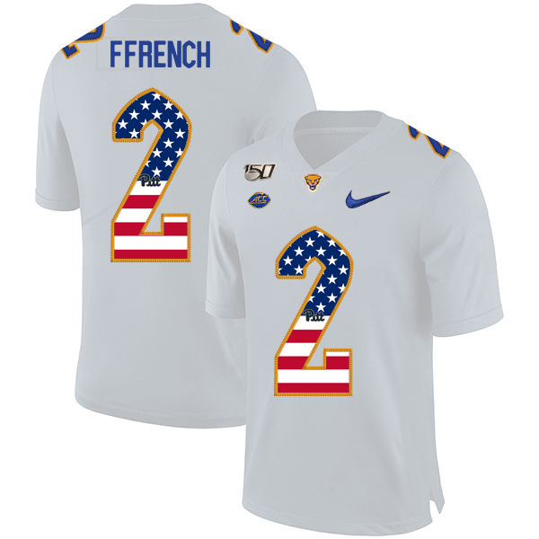 Pittsburgh Panthers 2 Maurice Ffrench White USA Flag 150th Anniversary Patch Nike College Football Jersey - Click Image to Close