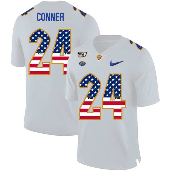 Pittsburgh Panthers 24 James Conner White USA Flag 150th Anniversary Patch Nike College Football Jersey