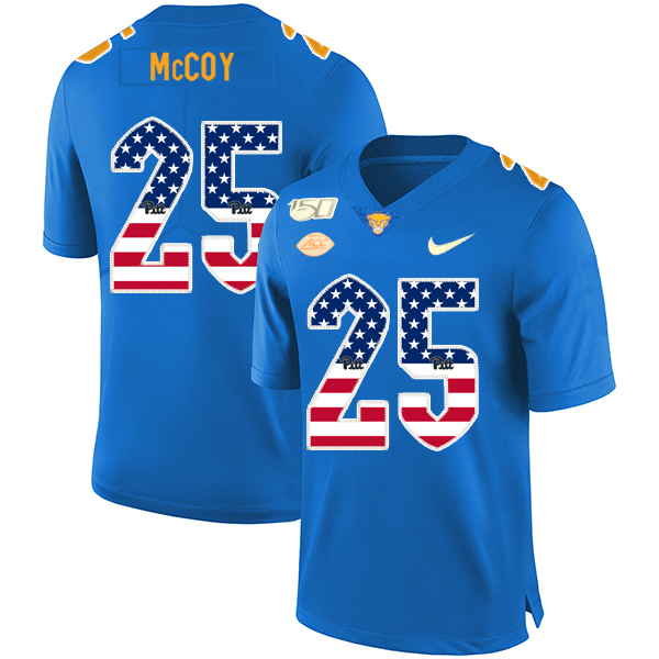 Pittsburgh Panthers 25 LeSean McCoy Blue USA Flag 150th Anniversary Patch Nike College Football Jersey