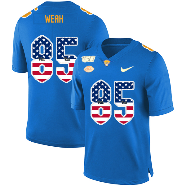 Pittsburgh Panthers 85 Jester Weah Blue USA Flag 150th Anniversary Patch Nike College Football Jersey