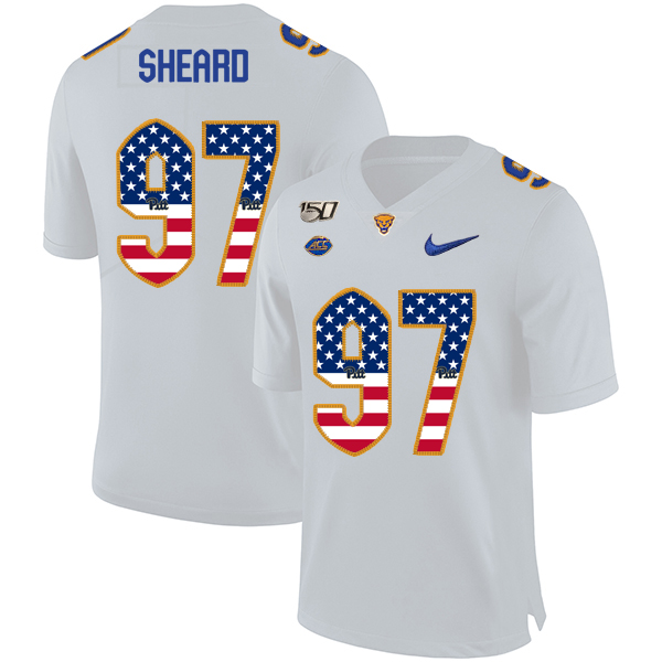 Pittsburgh Panthers 97 Jabaal Sheard White USA Flag 150th Anniversary Patch Nike College Football Jersey