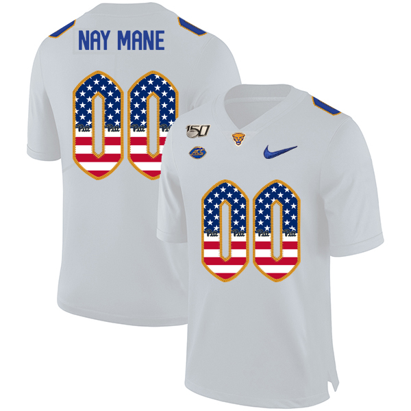 Pittsburgh Panthers Customized White USA Flag 150th Anniversary Patch Nike College Football Jersey