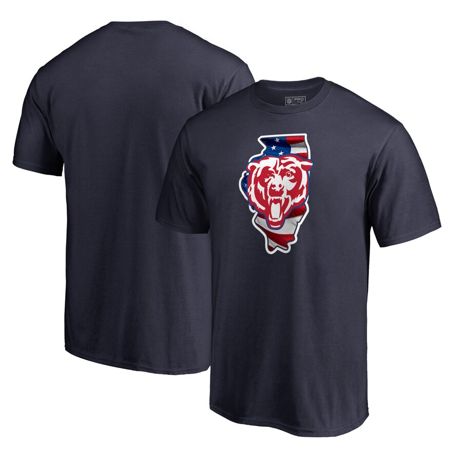 Chicago Bears NFL Pro Line by Fanatics Branded Banner State T-Shirt Navy - Click Image to Close