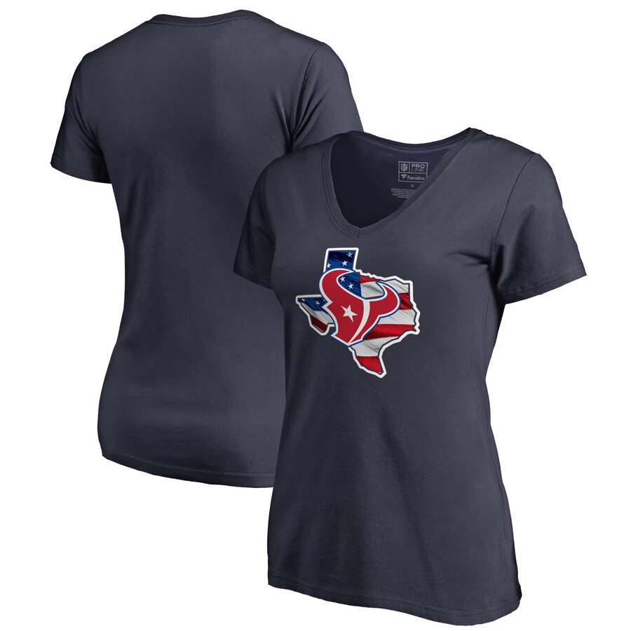 Houston Texans NFL Pro Line by Fanatics Branded Women's Plus Size Banner State V Neck T-Shirt Navy