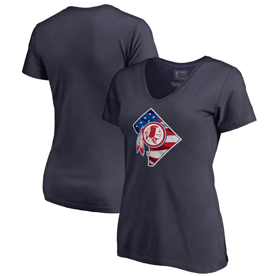 Washington Redskins NFL Pro Line by Fanatics Branded Women's Plus Size Banner State V Neck T-Shirt Navy