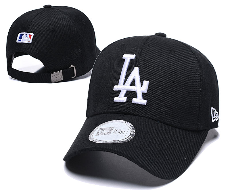 Dodgers Team White Logo Black Peaked Adjustable Hat TX