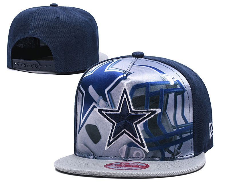 Cowboys Team Logo Navy Gray Adjustable Leather Hat TX